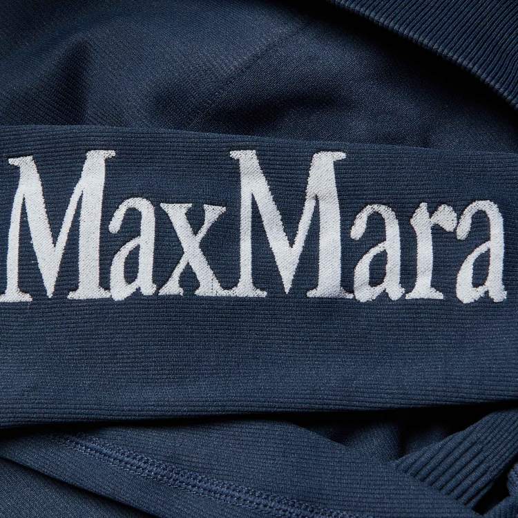 Pre Owned Max Mara Leisure Blue Logo Jersey Leggings S 