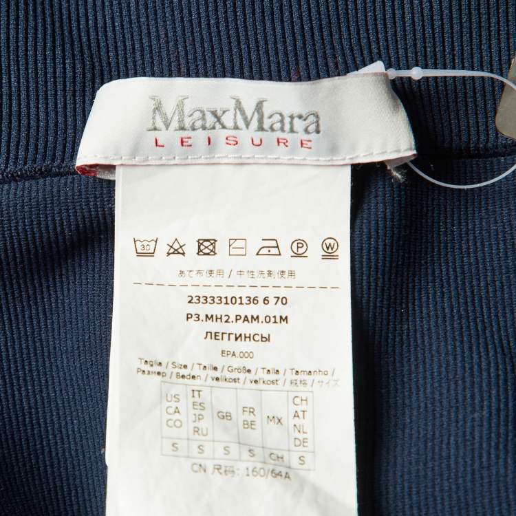 Pre Owned Max Mara Leisure Blue Logo Jersey Leggings S 