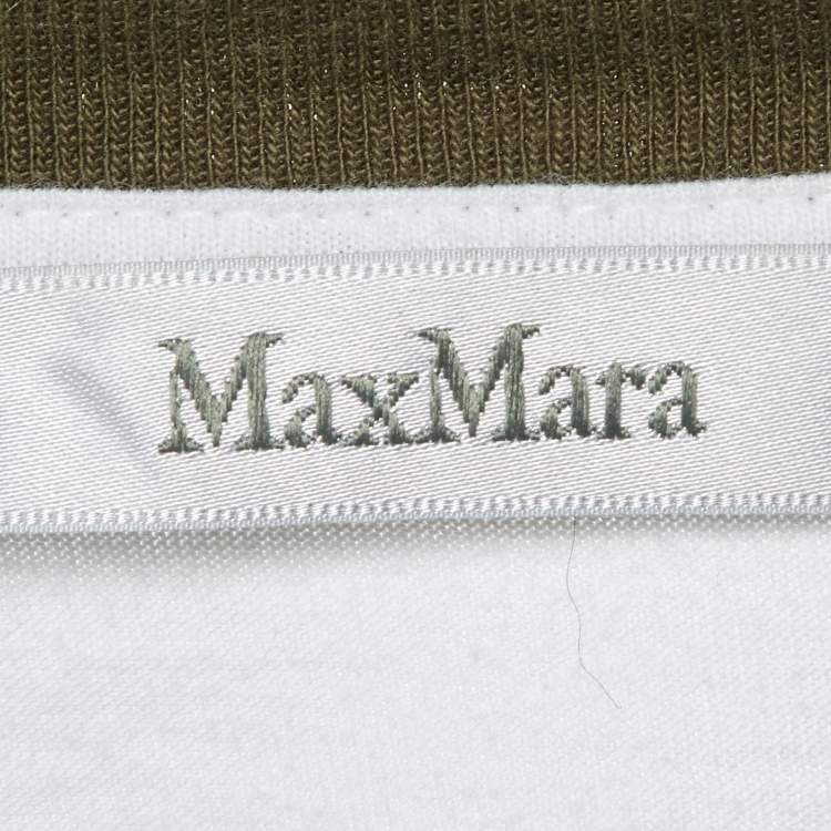Pre Owned Max Mara White Cotton Logo Embroidered Crew Neck T-Shirt L