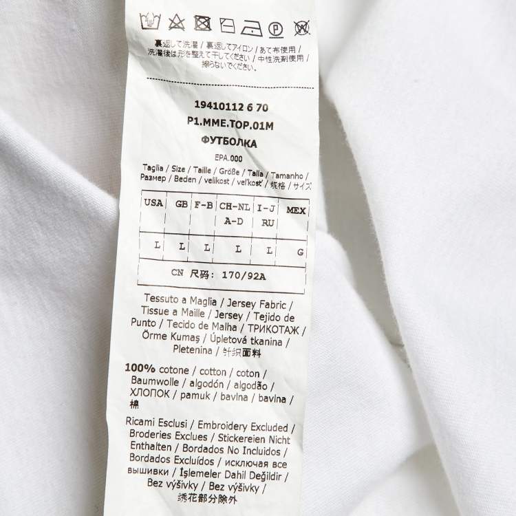 Pre Owned Max Mara White Cotton Logo Embroidered Crew Neck T-Shirt L