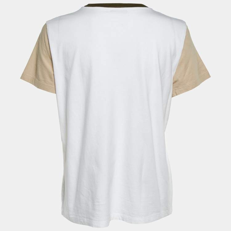 Pre Owned Max Mara White Cotton Logo Embroidered Crew Neck T-Shirt L
