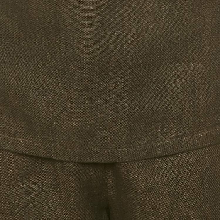 Pre Owned Max Mara Brown Linen Strappy Top And Pant Set M