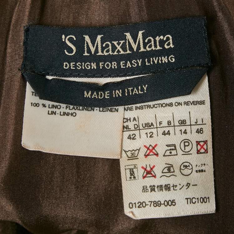 Pre Owned Max Mara Brown Linen Strappy Top And Pant Set M