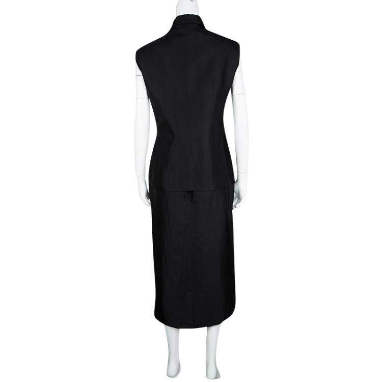 Pre Owned Max Mara Black Sleeveless Jacket and Dress Set M