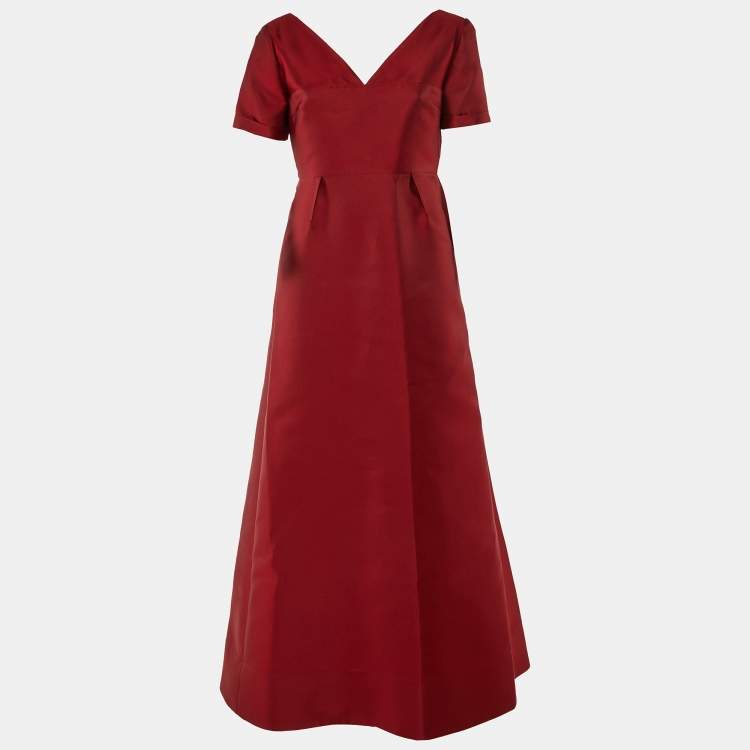 Pre Owned Max Mara Burgundy Satin Gown L