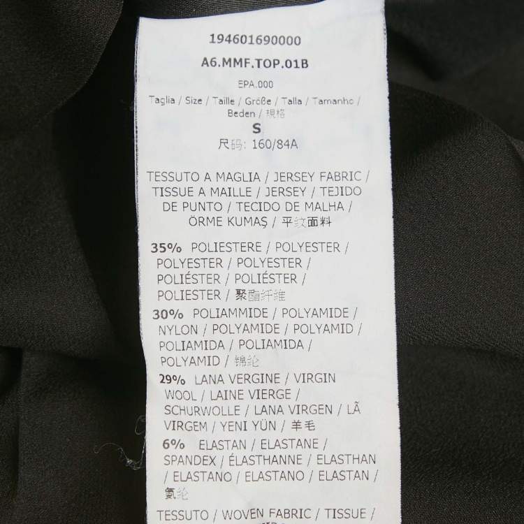 Pre Owned Max Mara Black Stretch Crepe and Pleated Chiffon Top S