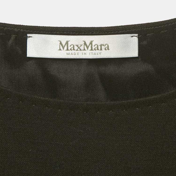 Pre Owned Max Mara Black Stretch Crepe and Pleated Chiffon Top S