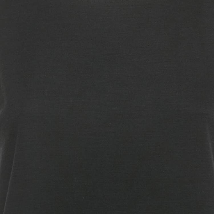Pre Owned Max Mara Black Stretch Crepe and Pleated Chiffon Top S