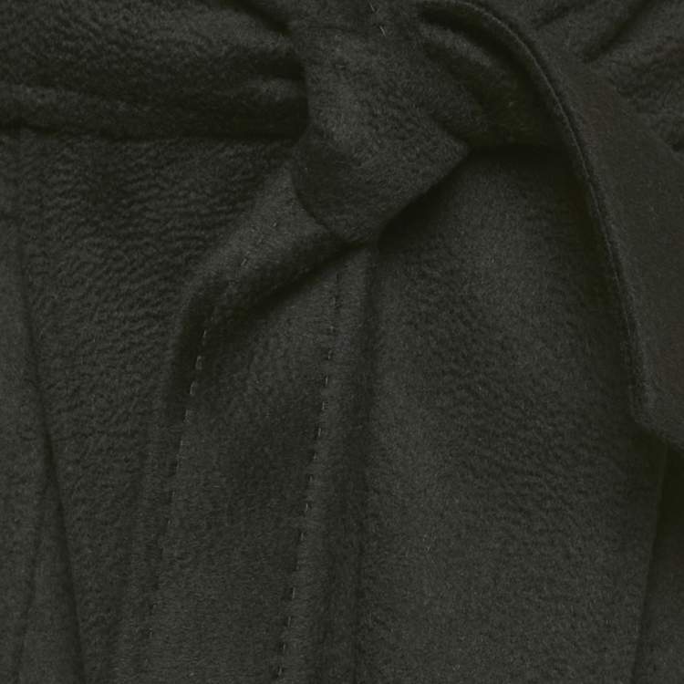Pre Owned Max Mara Black Camel Hair Open Front Hooded Coat S