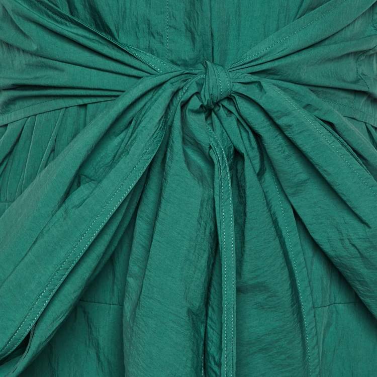 Pre Owned Max Mara Green Cotton Tie Detail Maxi Dress L