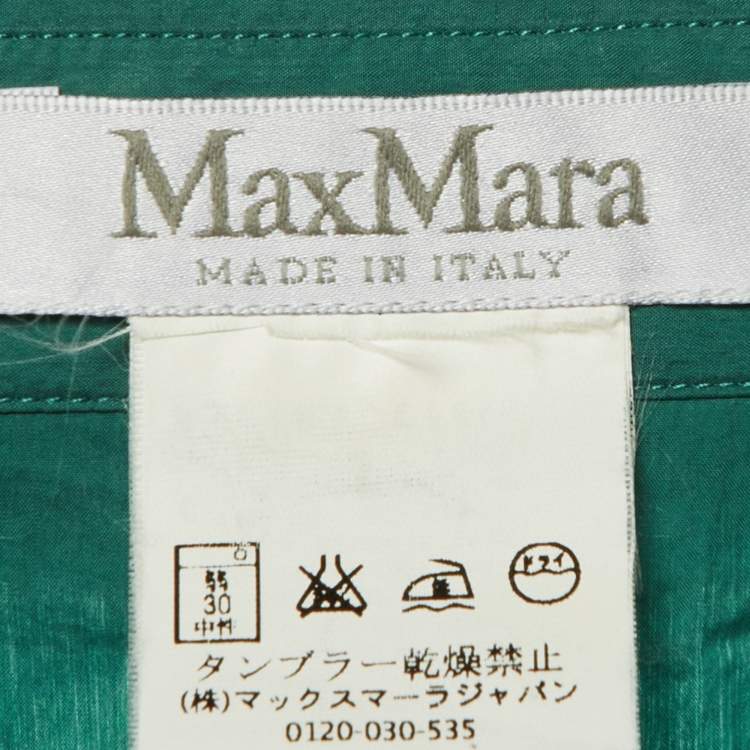 Pre Owned Max Mara Green Cotton Tie Detail Maxi Dress L