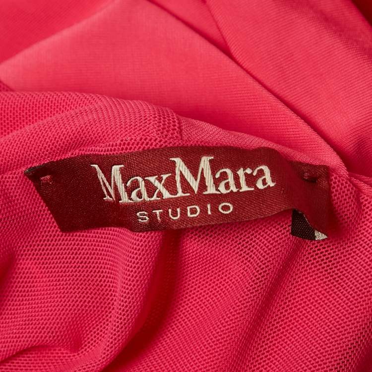 Pre Owned Max Mara Studio Pink Jersey Ruched Detail Midi Dress S