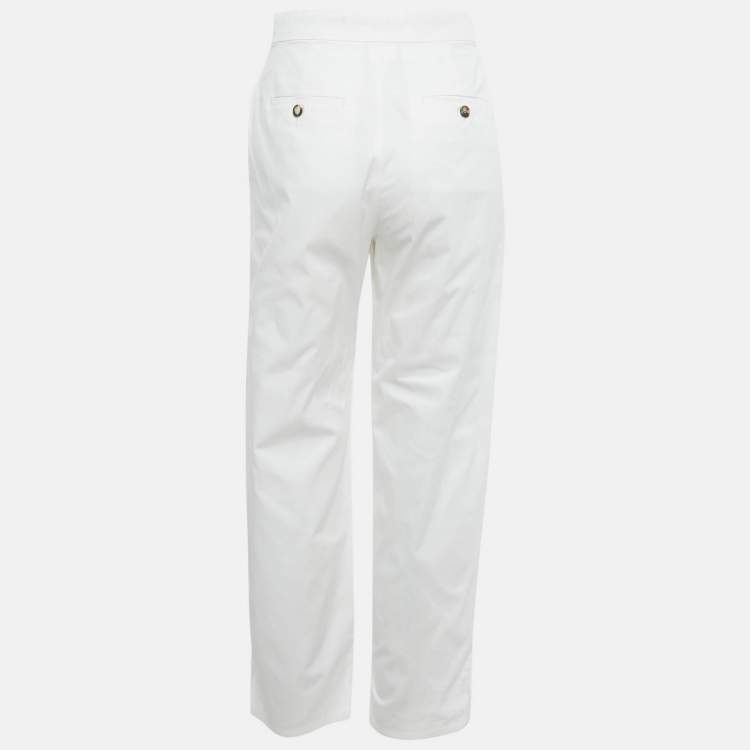 Pre Owned Max Mara White Cotton Asymmetrical Hem Filly Trousers S
