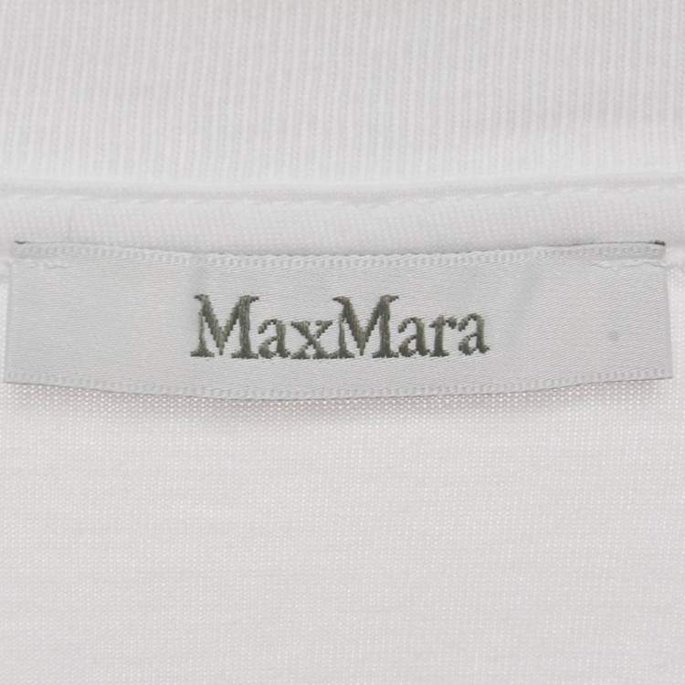 Pre Owned Max Mara White Dog Print Cotton Crew Neck Cipria T-Shirt L