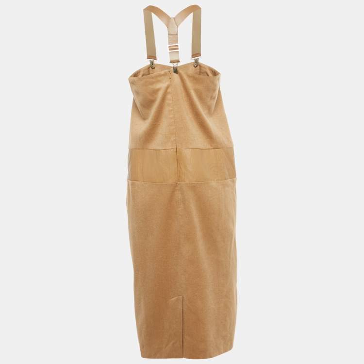 Pre Owned Max Mara Light Brown Camel Hair Short Dress L