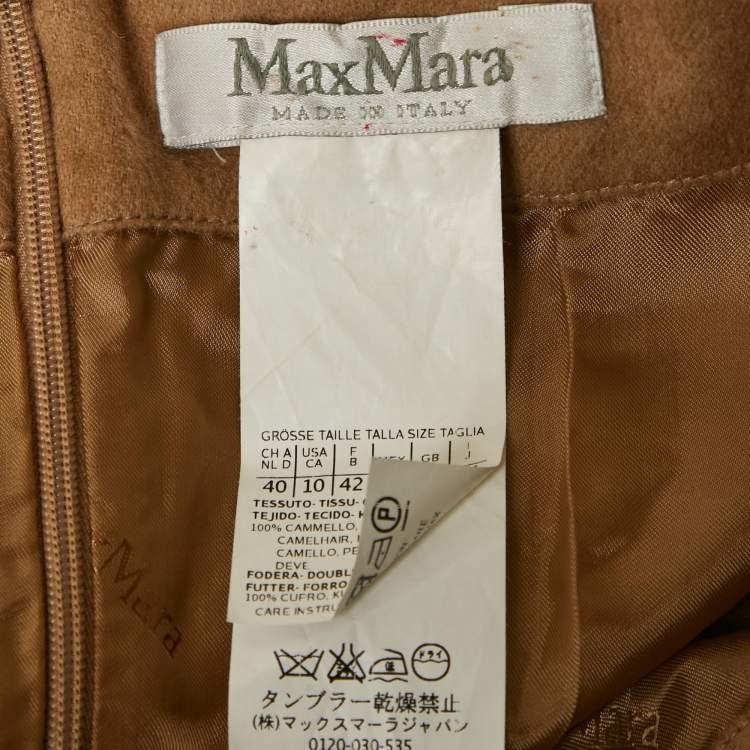Pre Owned Max Mara Light Brown Camel Hair Short Dress L