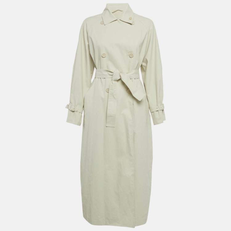 Pre Owned Max Mara Beige Linen Double Breasted Trench Coat S 