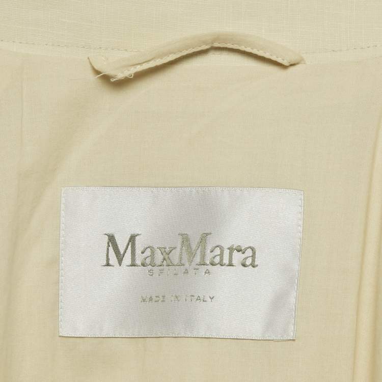 Pre Owned Max Mara Beige Linen Double Breasted Trench Coat S 