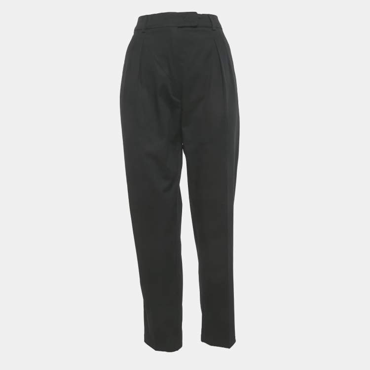 Pre Owned Max Mara Black Cotton Tapered Formal Trousers M