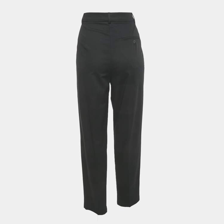 Pre Owned Max Mara Black Cotton Tapered Formal Trousers M