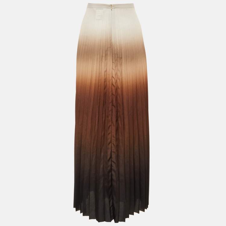 Pre Owned Max Mara Brown Ombre Plisse Maxi Skirt L