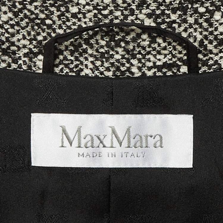 Pre Owned Max Mara Black /White Wool Tweed Oversized Ovale Blazer Jacket XL 