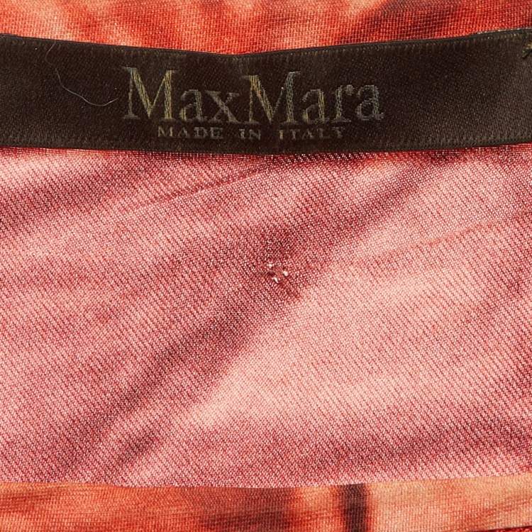 Pre Owned Max Mara Red Floral Print Silk Blouse L