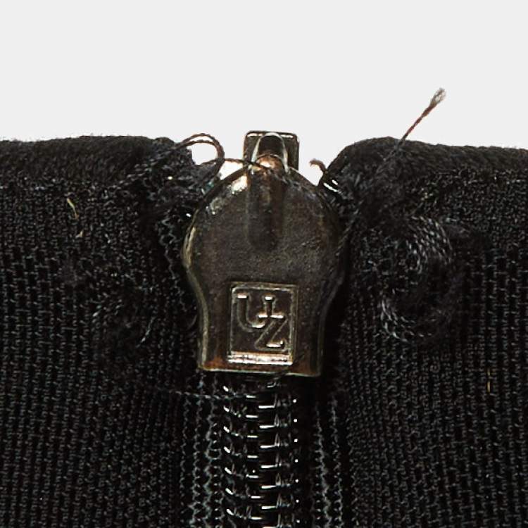 Pre Owned Max Mara Black /White Striped Cotton Knit Midi Dress M