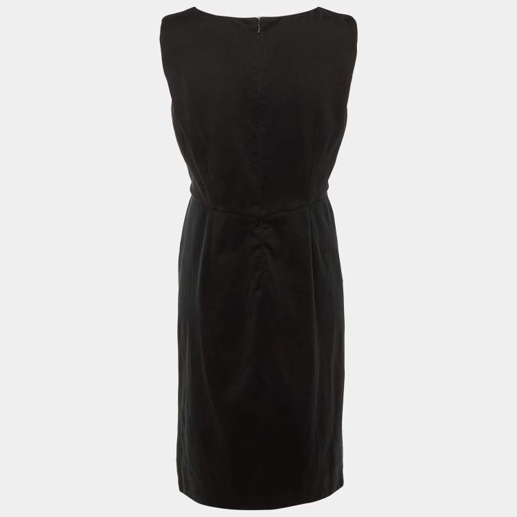 Pre Owned Max Mara Black /White Striped Cotton Knit Midi Dress M