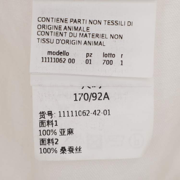 Pre Owned Max Mara White/Ivory Linen and Crepe Drawstring Tops M