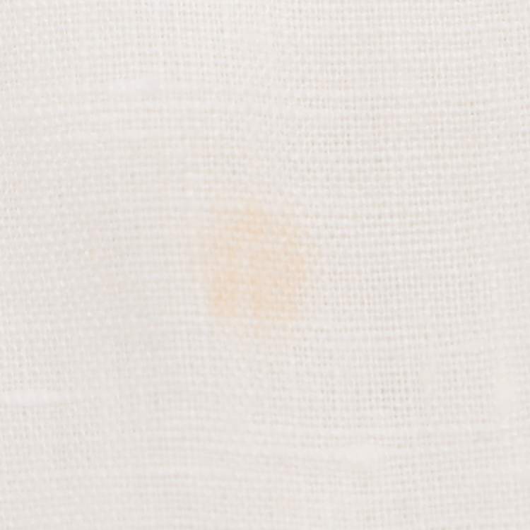 Pre Owned Max Mara White/Ivory Linen and Crepe Drawstring Tops M