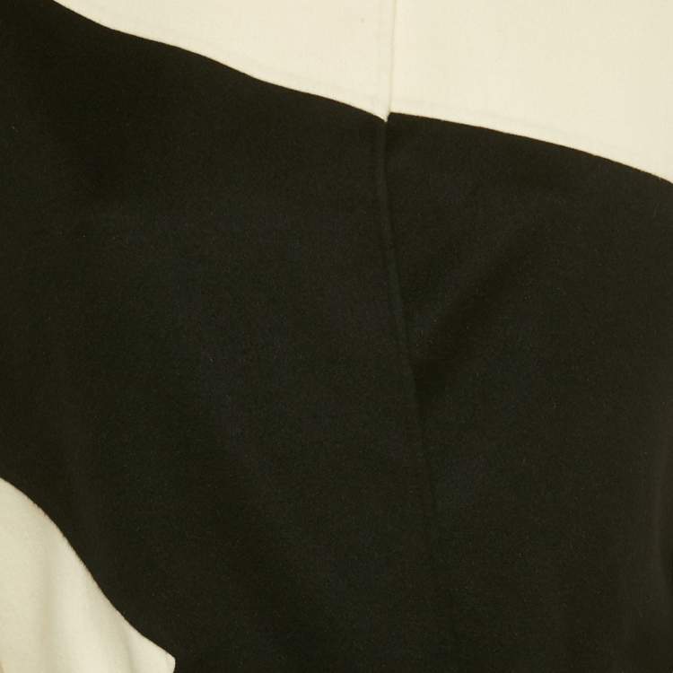 Pre Owned Max Mara White/Black Striped Wool Belted Cardigan M