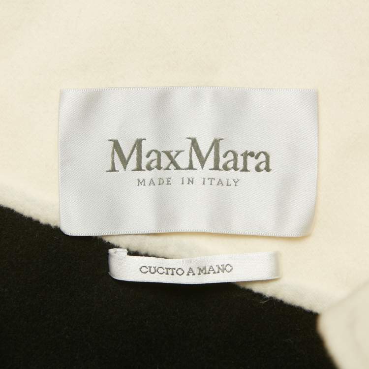 Pre Owned Max Mara White/Black Striped Wool Belted Cardigan M