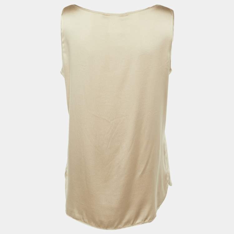 Pre Owned Max Mara Leisure Beige Silk Tank Top L