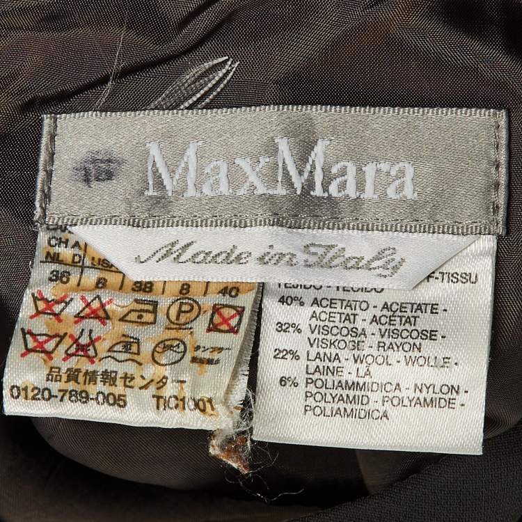 Pre Owned Max Mara Charcoal Grey Crepe Sleeveless Midi Dress M