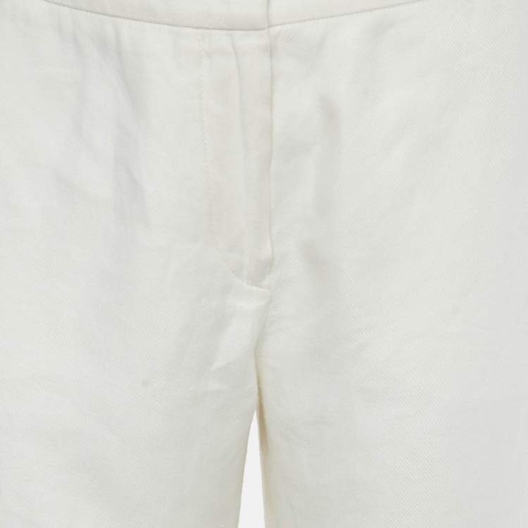 Pre Owned Max Mara White Linen Wide Leg Trousers M