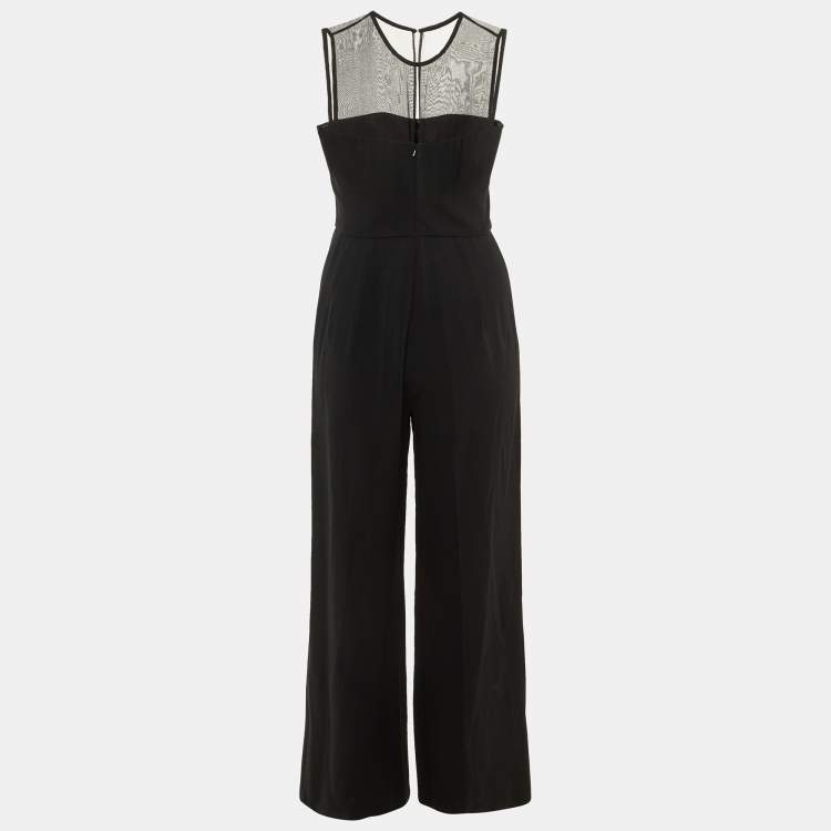 Pre Owned Max Mara Black Crepe Wide Leg Cady Jumpsuit S 