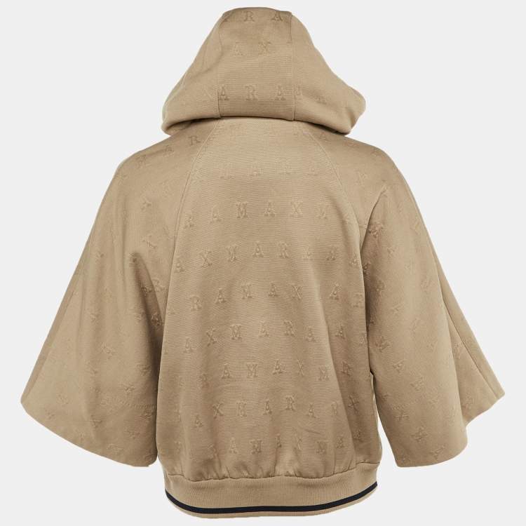 Pre Owned Max Mara Beige Monogram Cotton Lampo Hoodie L
