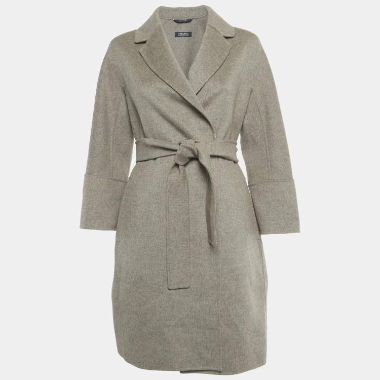 مملوكة مسبقًا Max Mara Grey Wool Open Front Belted Coat M