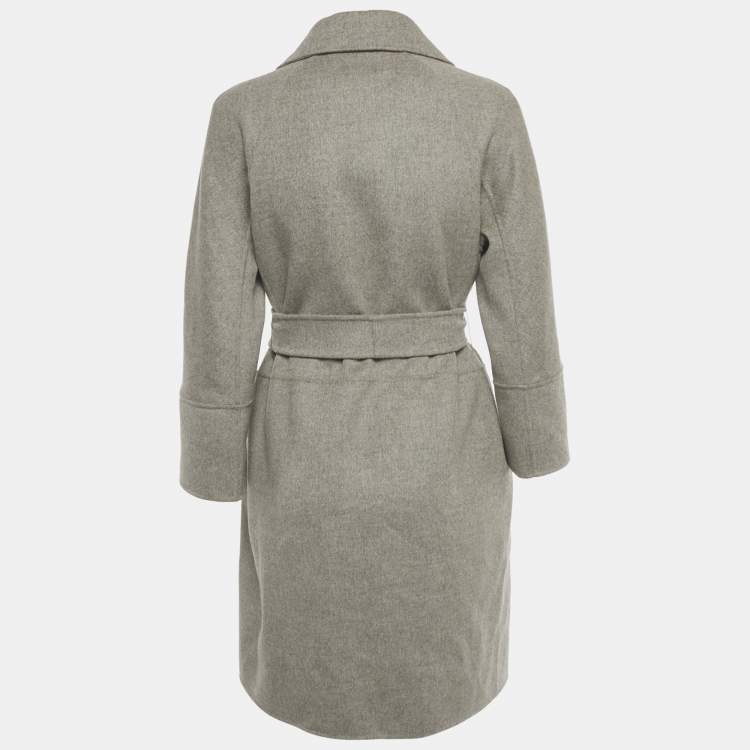 مملوكة مسبقًا Max Mara Grey Wool Open Front Belted Coat M