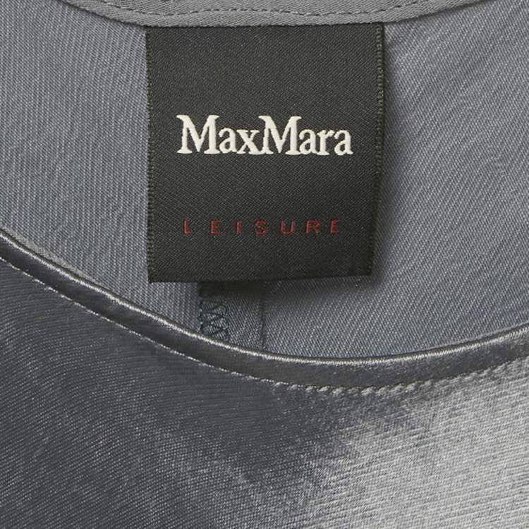 Pre Owned Max Mara Leisure Slate Grey Satin Maxi Dress M
