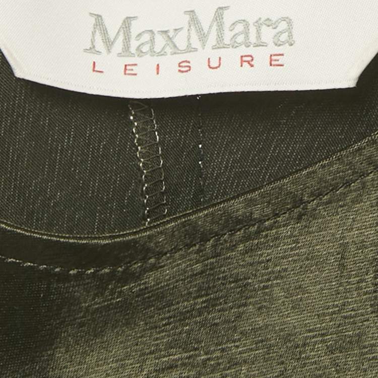 Pre Owned Max Mara Leisure Olive Green Stain Maxi Dress XL 
