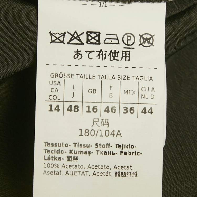 Pre Owned Max Mara Leisure Olive Green Stain Maxi Dress XL 