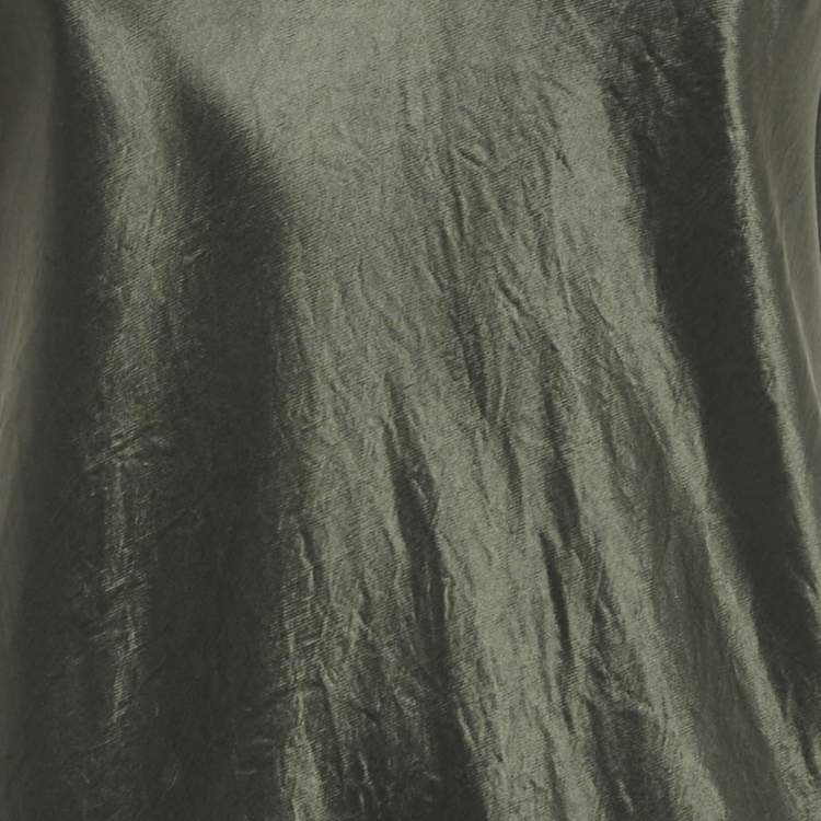 Pre Owned Max Mara Leisure Olive Green Stain Maxi Dress XL 