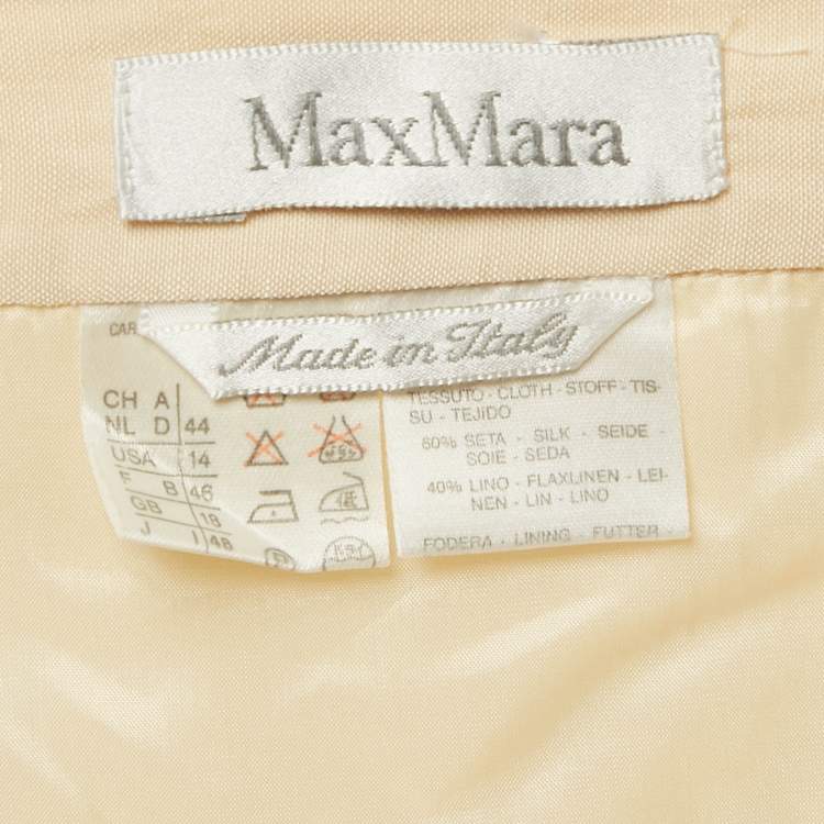 Pre Owned Max Mara Cream Silk Blend Pencil Skirt L