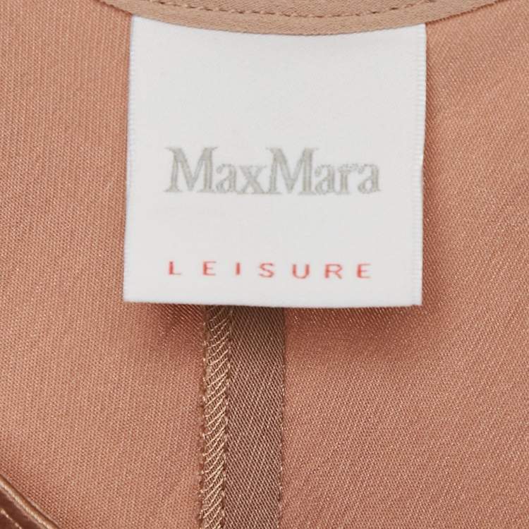 Pre Owned Max Mara Leisure Beige Satin Sleeveless Midi Dress M