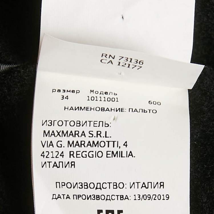 Pre Owned Max Mara Black Cashmere Felt Open Front Coat XS