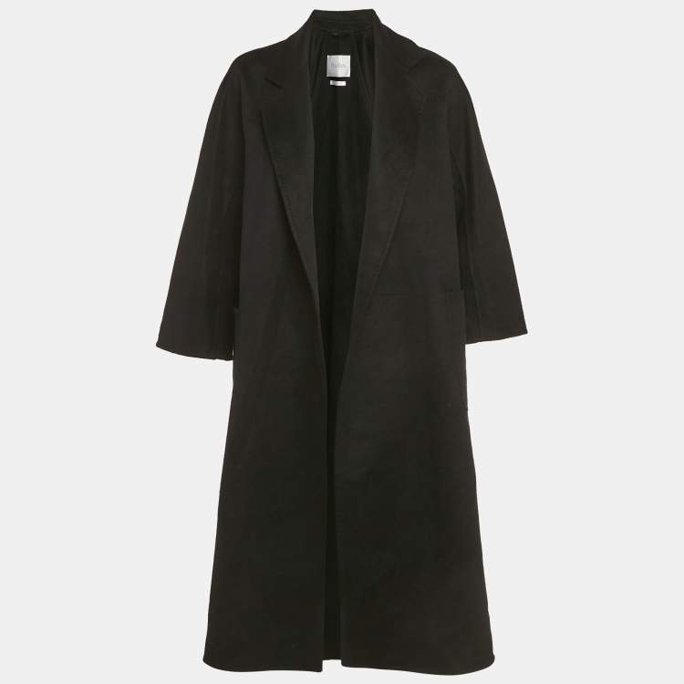 Pre Owned Max Mara Black Cashmere Felt Open Front Coat XS