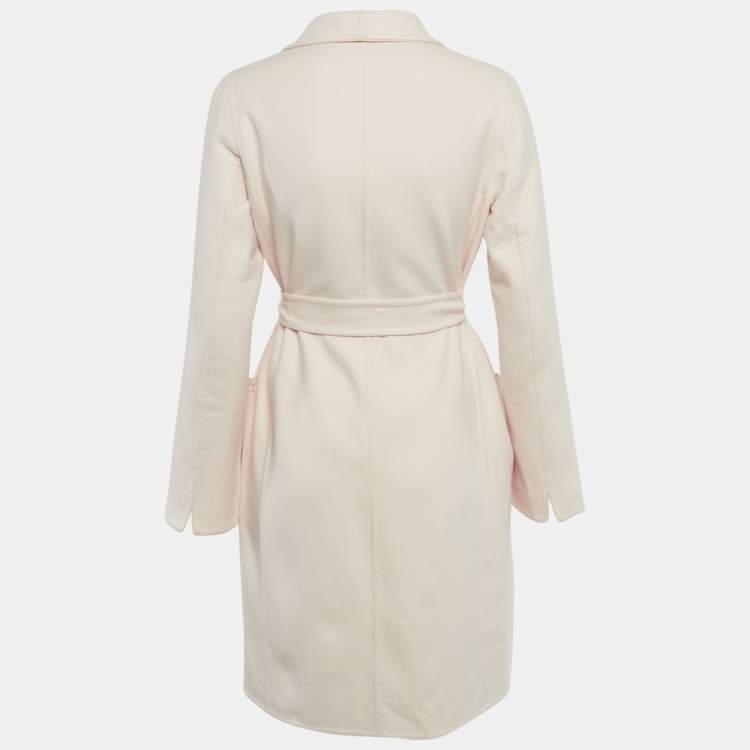 Pre Owned Max Mara Pink Wool Felt Belted Coat M