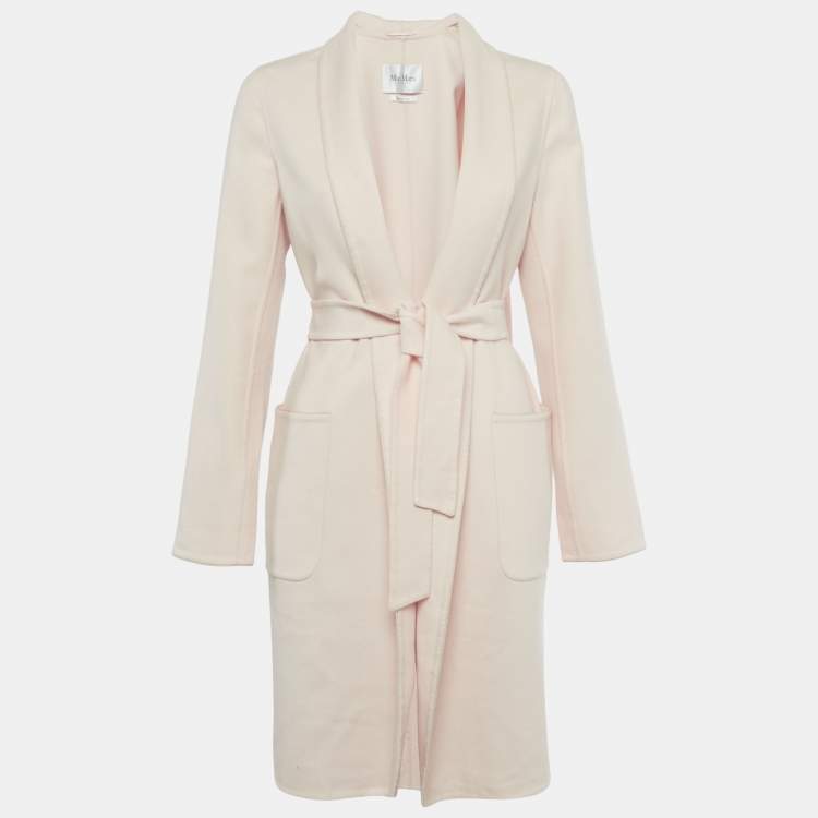 Pre Owned Max Mara Pink Wool Felt Belted Coat M